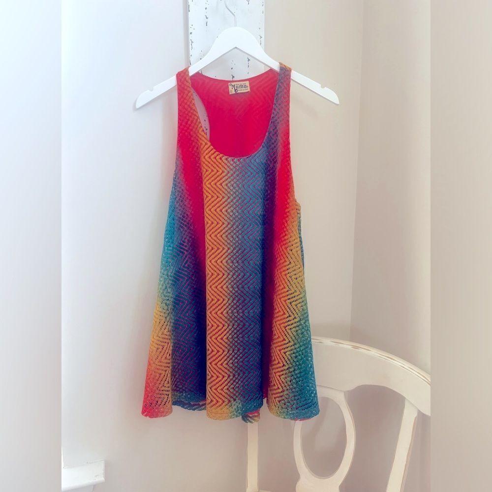 Show Me Your MuMu RARE Rainbow Chevron Tank dress! Size Small